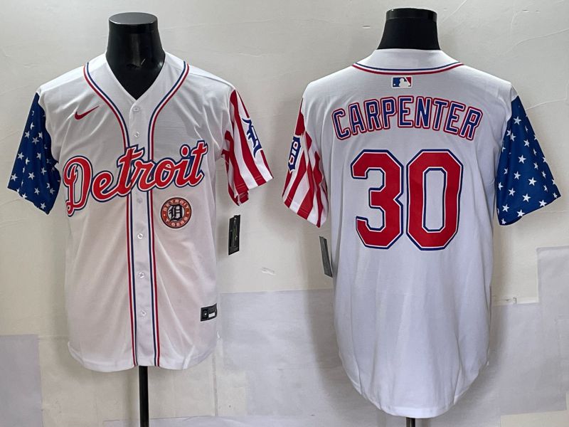 Men Detroit Tigers #30 Carpenter White National Flags 2025 Nike MLB Jersey style 7->detroit tigers->MLB Jersey